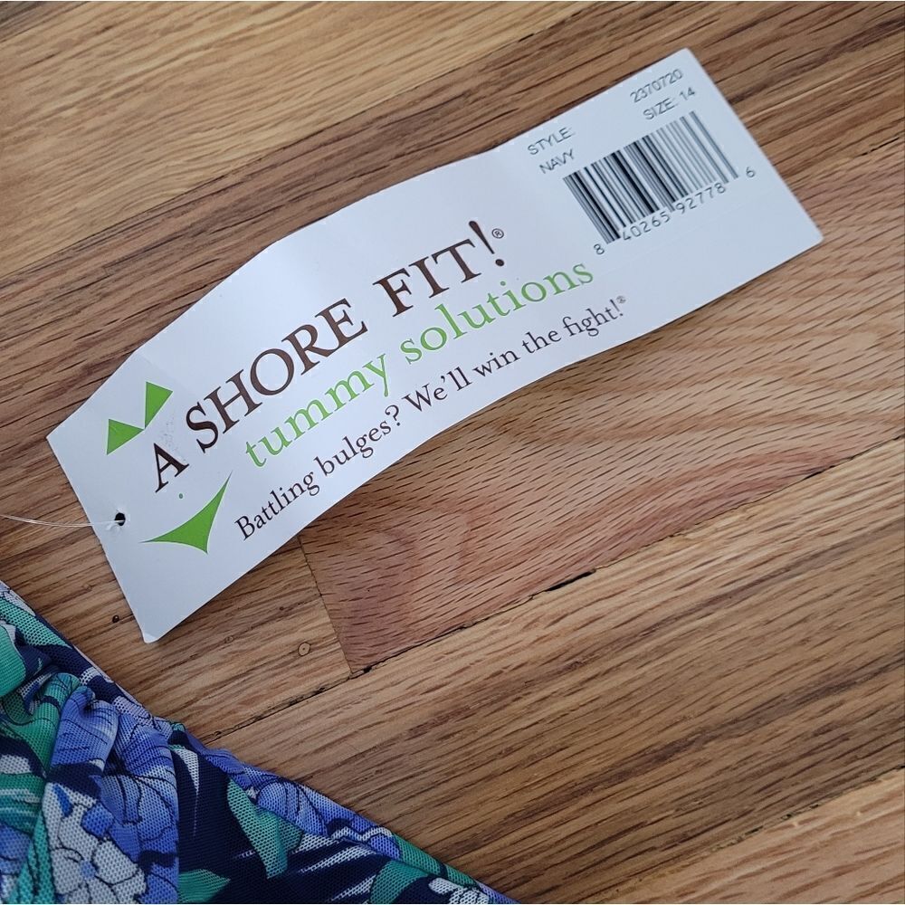 NWT A Shore Fit Kofi Mesh Tummy Solutions Flared Bandeau Swim Top 14 - Picture 3 of 6